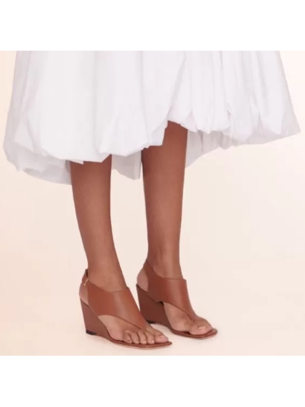 STAUD Alex Leather Thong Wedge Sz 39 Sandals